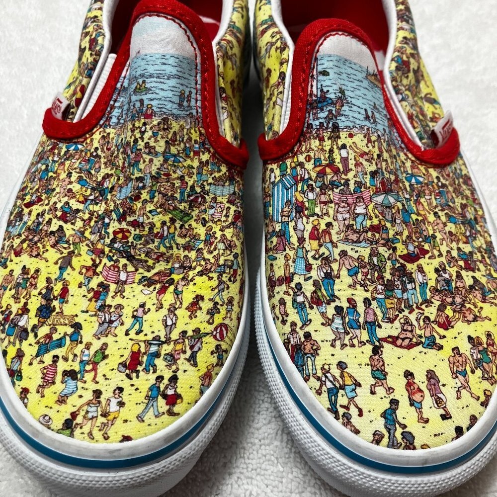 Vans x Where's Waldo Kids Steve Beach Slip-On 2021 Sneakers Size 1.0 Yellow NEW